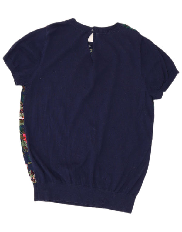 Maglione maglione con scollo a barca da donna Oasis UK 12 Medio blu navy floreale