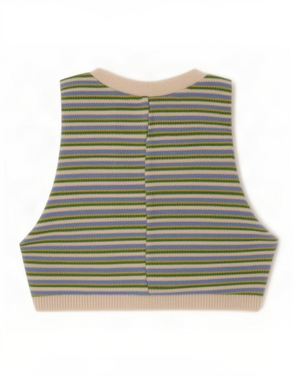 Blusa corta senza maniche da donna Zara UK 8 piccola a righe multicolore