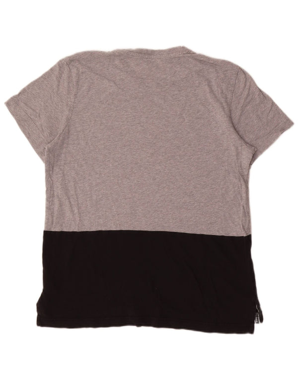 T-shirt grafica da uomo Adidas Top grande in cotone color block grigio