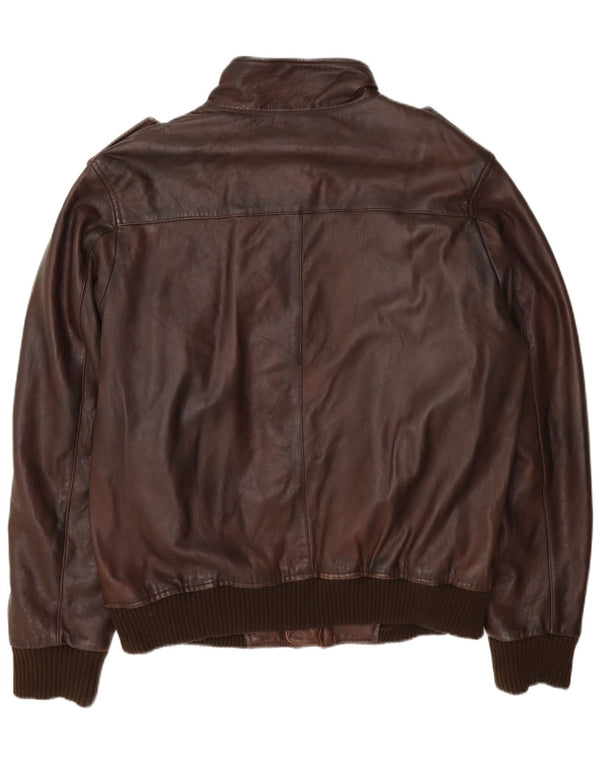 Giacca in pelle militare da uomo Ben Sherman UK 42 XL Marrone