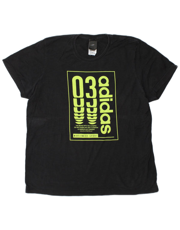 T-shirt grafica da uomo Adidas Top grande in cotone nero