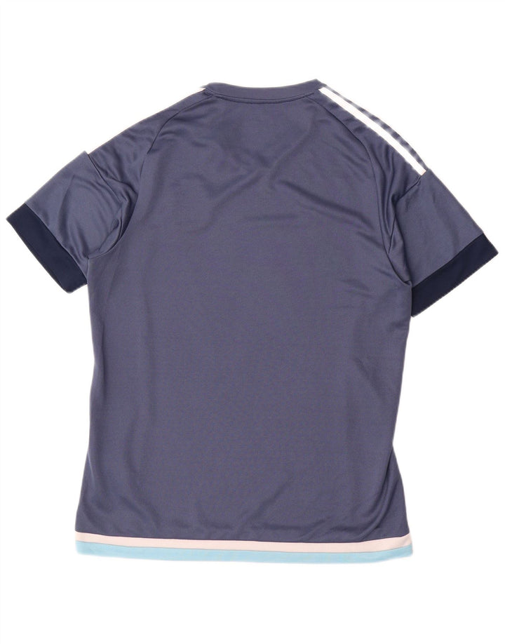T-shirt Adidas Climalite da uomo Top medio in poliestere color block blu navy