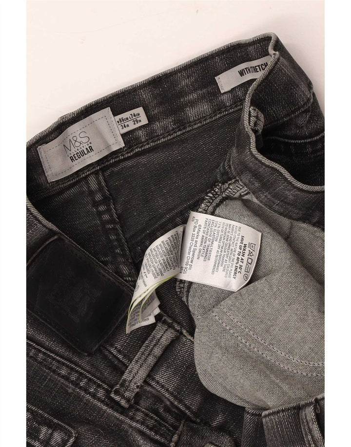 Jeans dritti vestibilità regolare da uomo Marks & Spencer W34 L29 cotone grigio