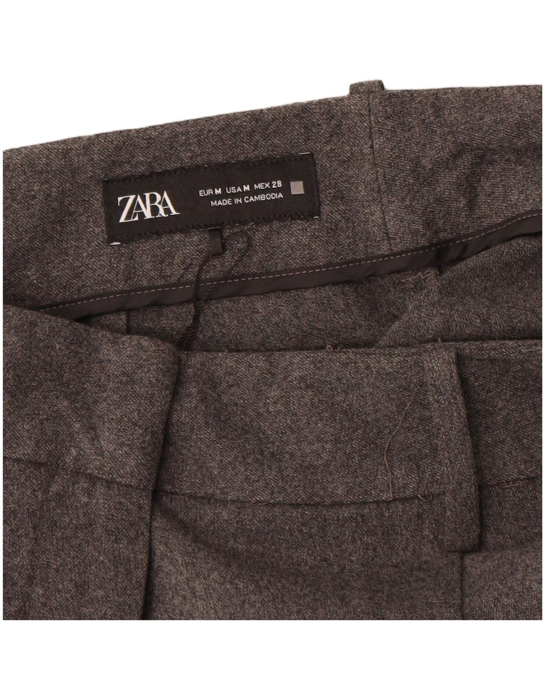 Pantaloni chino con pegging a vita alta da donna Zara medi W28 L27 poliestere grigio