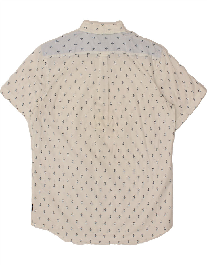 IZOD Mens Abstract Pattern Short Sleeve Shirt XL White Cotton Vintage Izod and Second-Hand Izod from Messina Hembry 