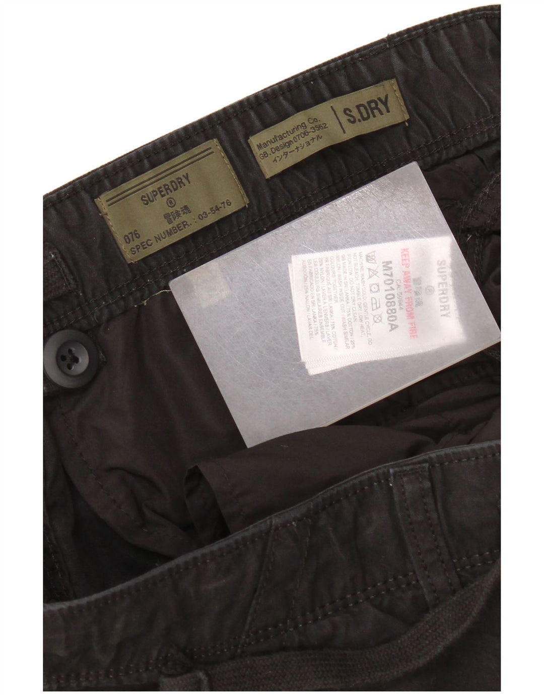 Pantaloni cargo dritti da uomo Superdry W34 L27 cotone nero