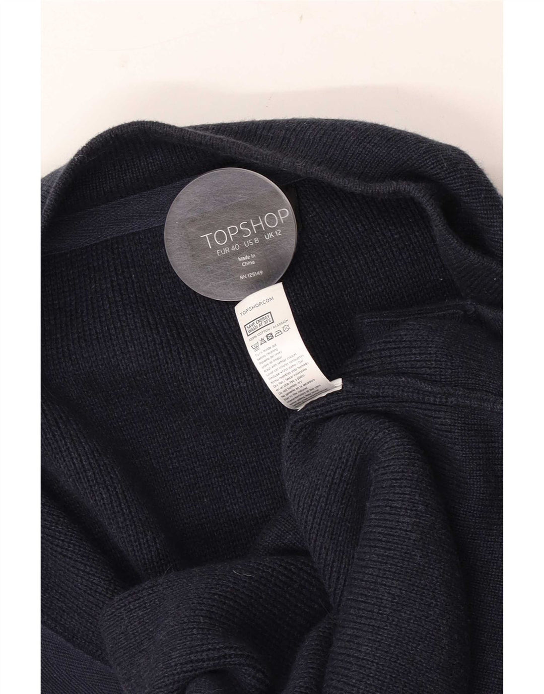 Maglione poncho da donna Topshop UK 12 cotone medio blu navy