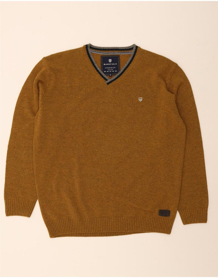 BASEFIELD Mens V-Neck Jumper Sweater IT 54 XL Brown Wool Vintage Basefield and Second-Hand Basefield from Messina Hembry 