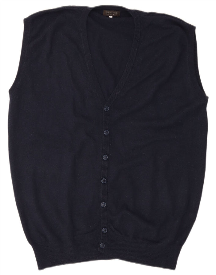 Maglione cardigan senza maniche da uomo Nervesa 3XL lana blu navy