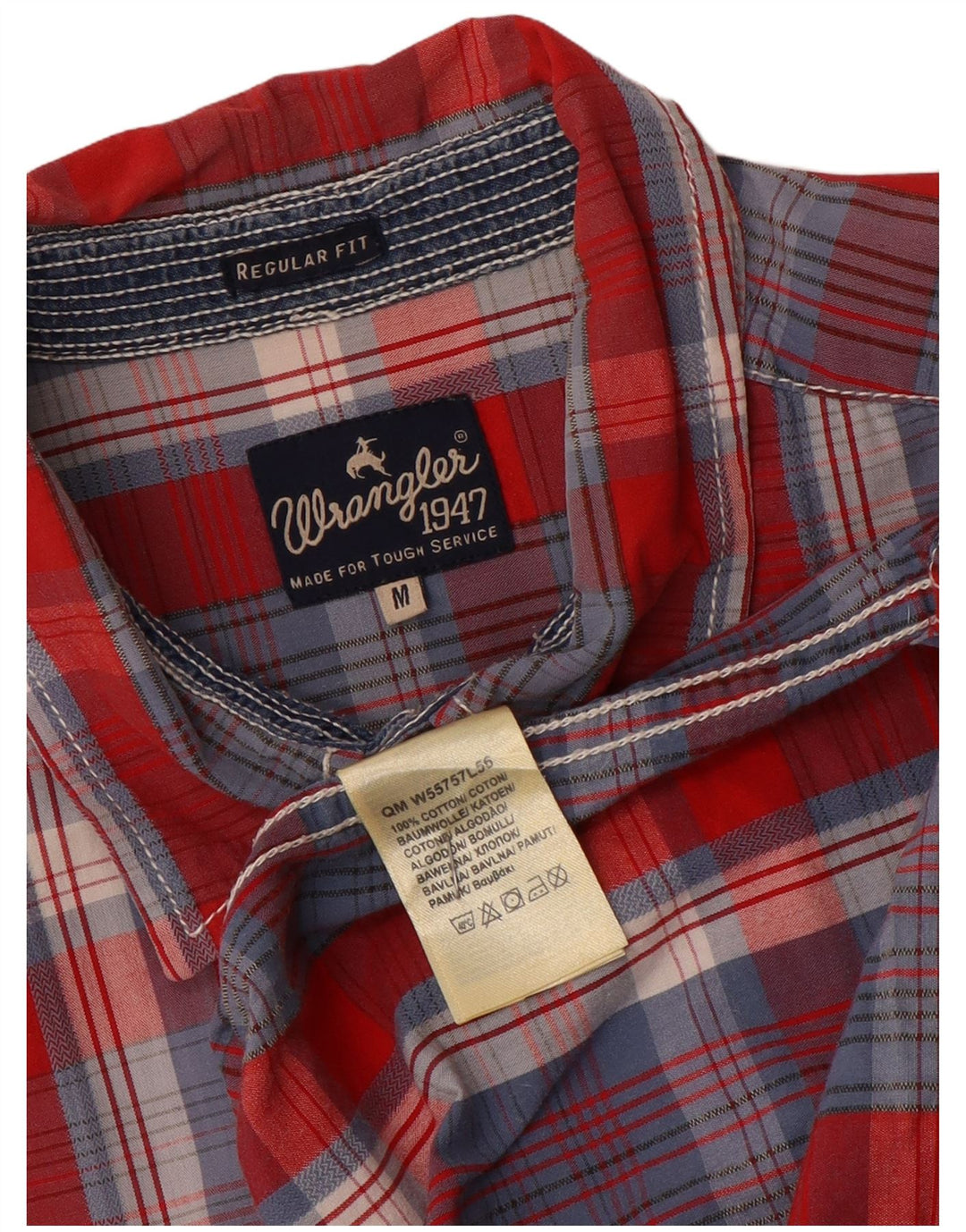 Camicia da uomo Wrangler a maniche corte, vestibilità regolare, in cotone a quadri blu medio