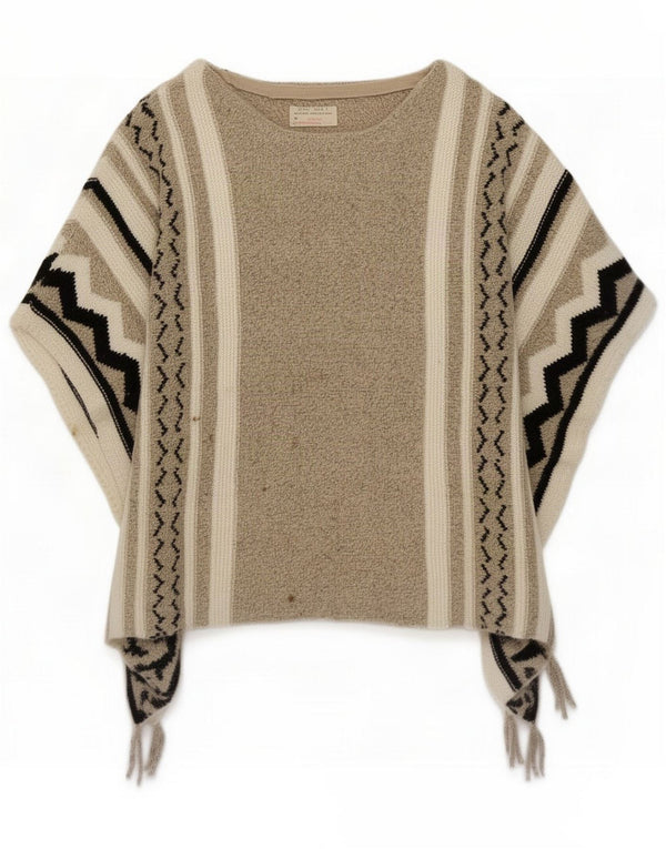 Maglione poncho per ragazze Zara 11-12 anni Beige geometrico acrilico