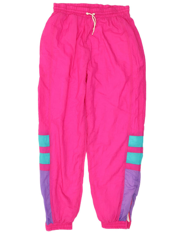Pantaloni da tuta da donna vintage Joggers UK 14 Large Pink Colourblock
