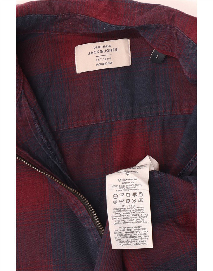 Camicia da uomo in flanella Jack & Jones grande in cotone scozzese blu navy
