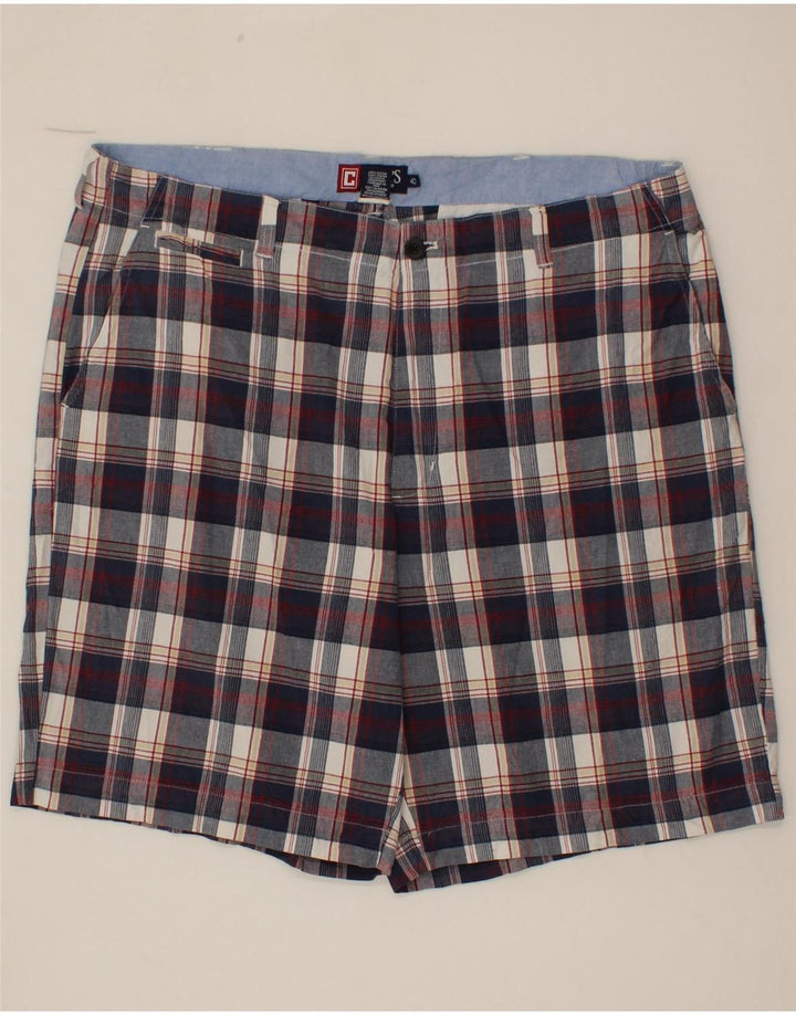 CHAPS Mens Chino Shorts W40 XL Navy Blue Check Cotton Vintage Chaps and Second-Hand Chaps from Messina Hembry 
