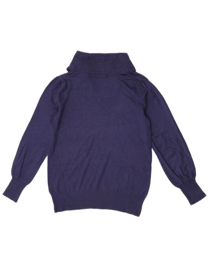 Maglione maglione a collo alto da donna Marks & Spencer UK 10 piccolo blu navy