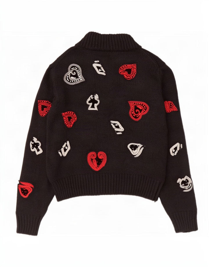 Maglione a collo alto con grafica da donna Zara UK 12 medio nero