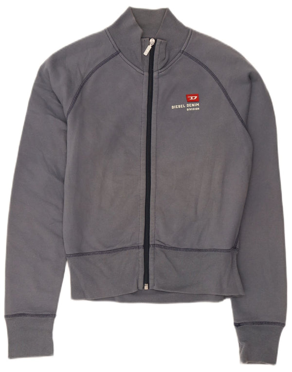 Giacca da ginnastica corta da donna Diesel UK 14 grande cotone grigio