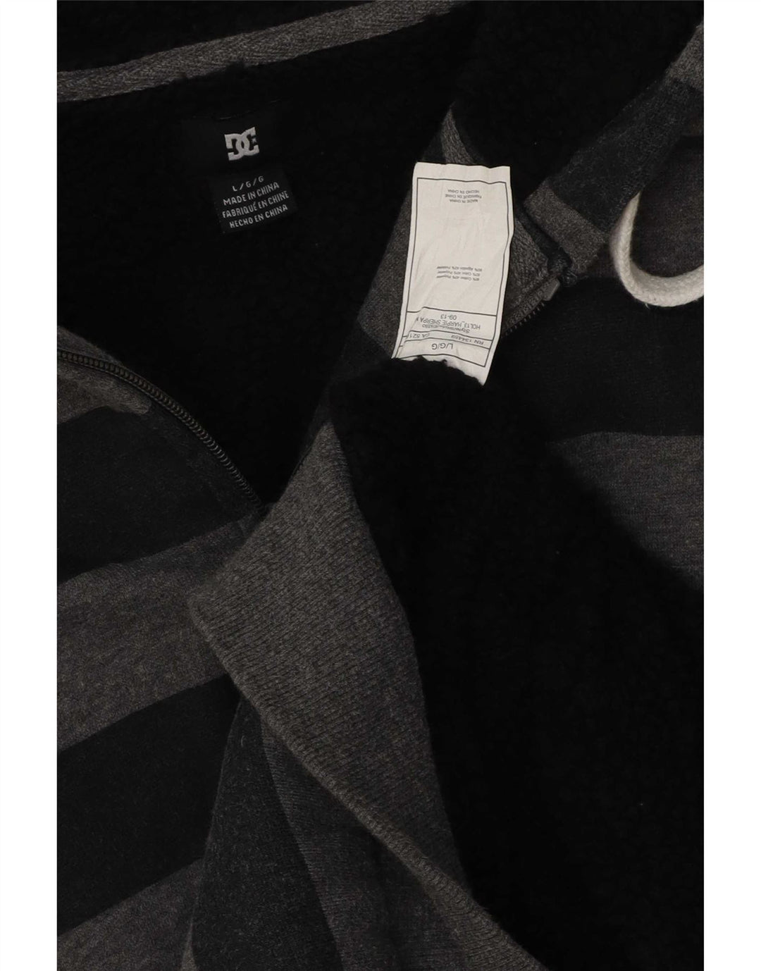 Maglione con cappuccio e zip da uomo DC in cotone a righe grandi grigie