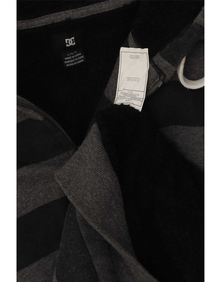 Maglione con cappuccio e zip da uomo DC in cotone a righe grandi grigie
