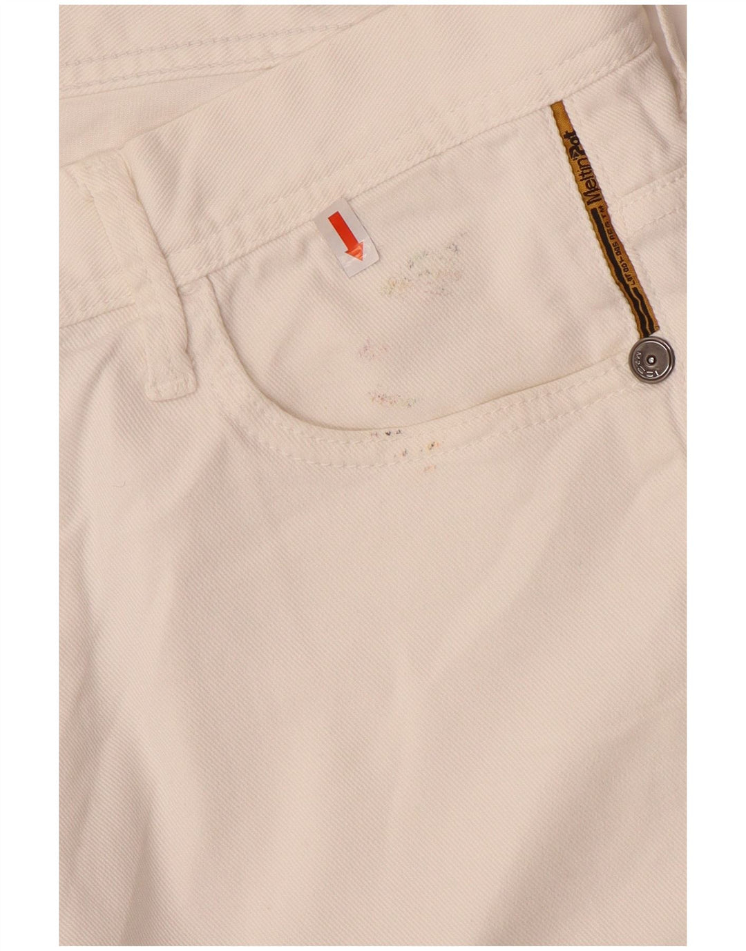 Pantaloncini di jeans da uomo Meltin' Pot W34 grandi in cotone bianco