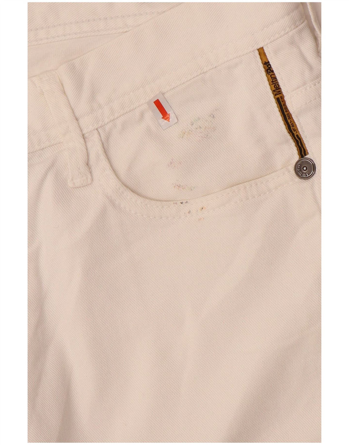 Pantaloncini di jeans da uomo Meltin' Pot W34 grandi in cotone bianco