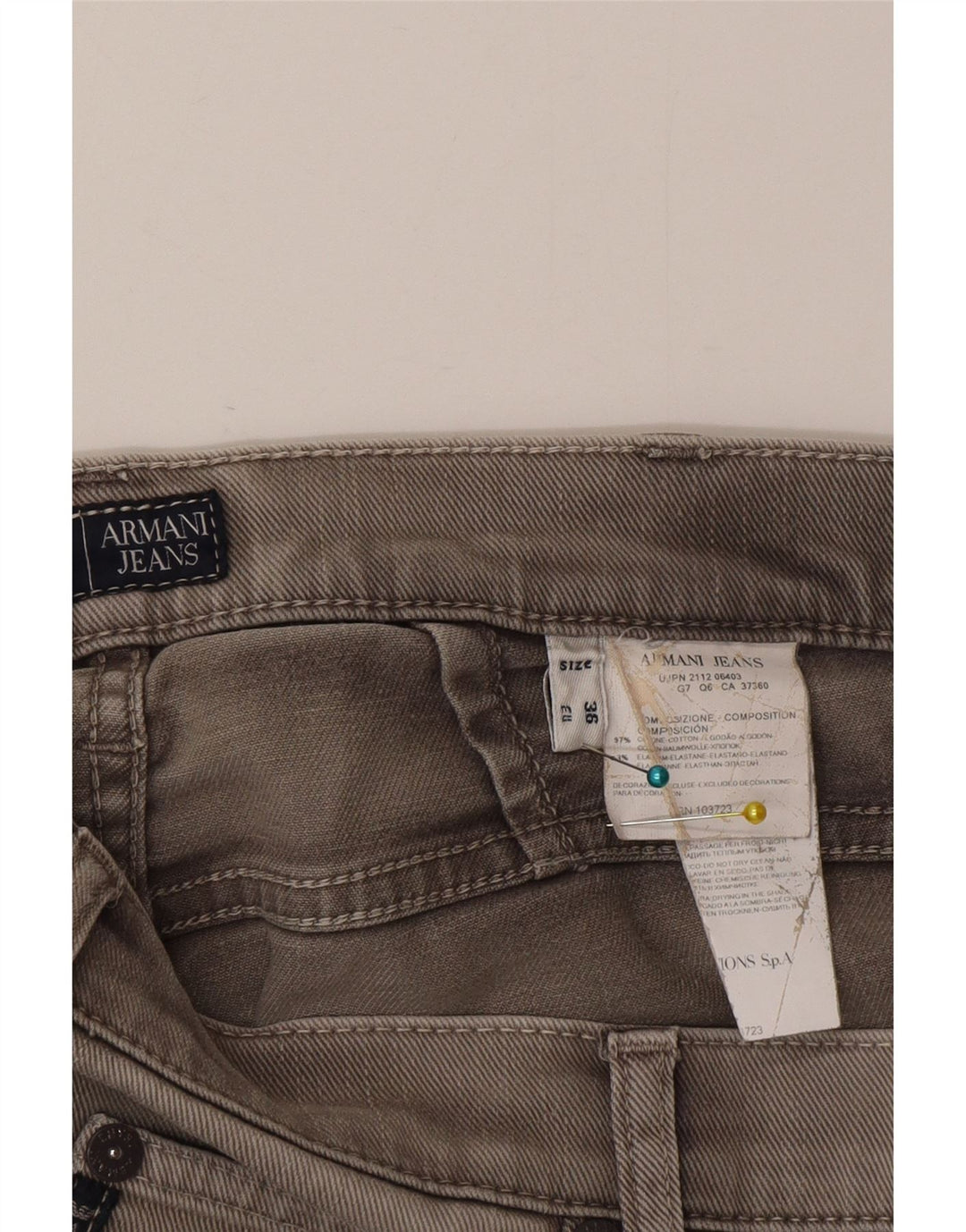 Jeans dritti da uomo Armani W36 L35 cotone grigio