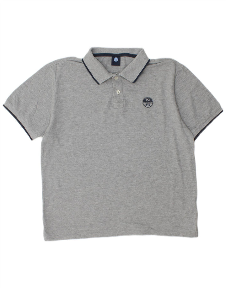 Polo da uomo North Sails grande in cotone mélange grigio