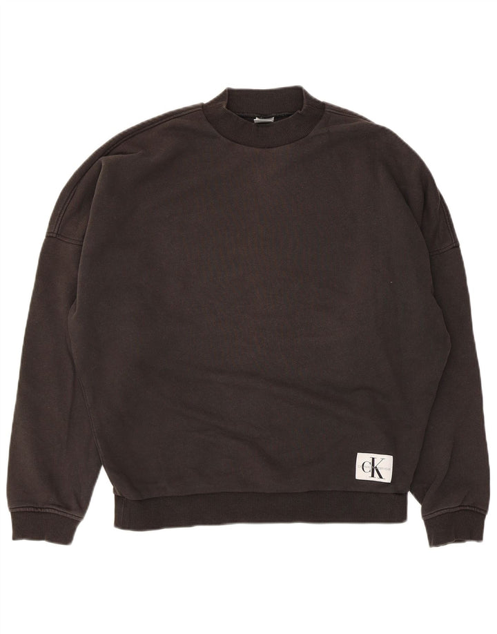 Felpa oversize da donna Calvin Klein, maglione UK 10, piccolo cotone nero