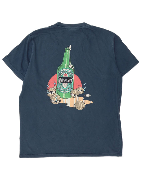 T-shirt grafica da uomo Weird Fish Top grande in cotone blu navy