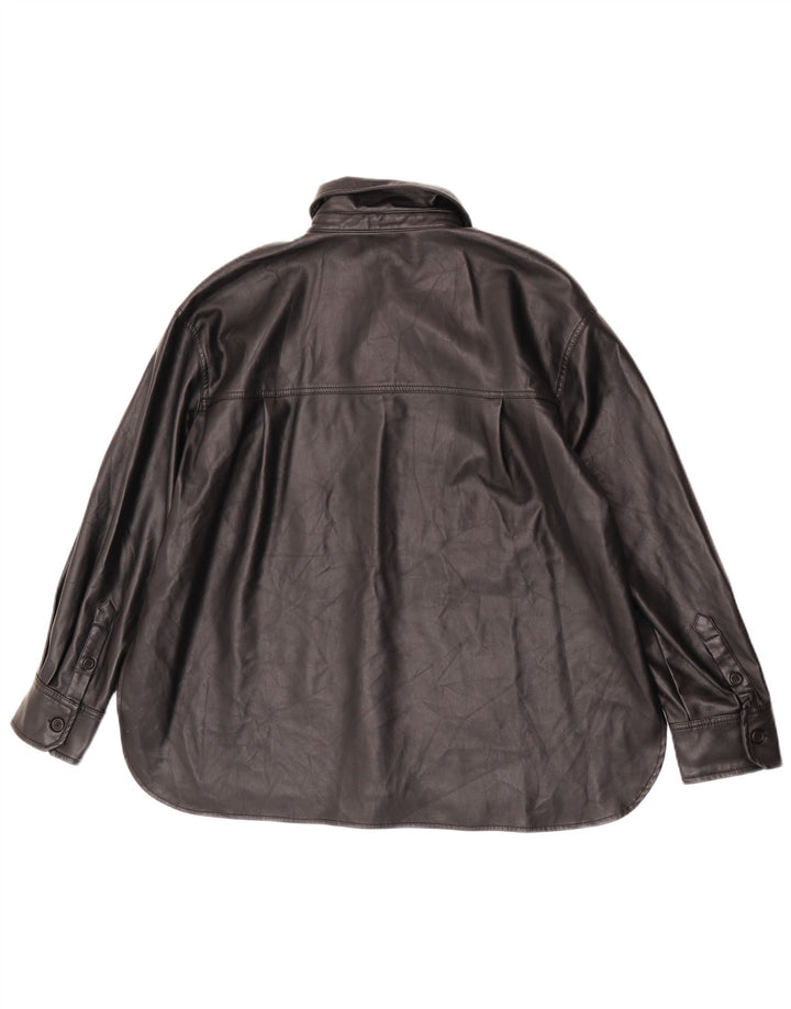 Camicia Zara da donna in ecopelle UK 14 poliestere nero medio
