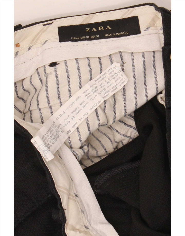 Pantaloni da abito slim da uomo Zara EU 40 medio W31 L30 poliestere nero