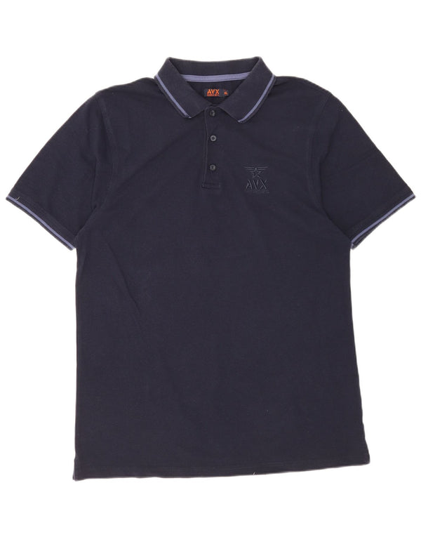Polo da uomo Avirex XL in cotone a righe blu navy