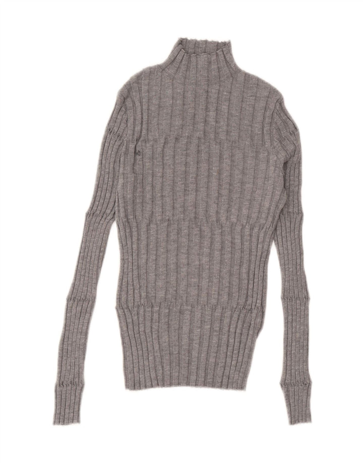 Maglione maglione collo alto da donna Zara UK 12 Poliestere grigio medio