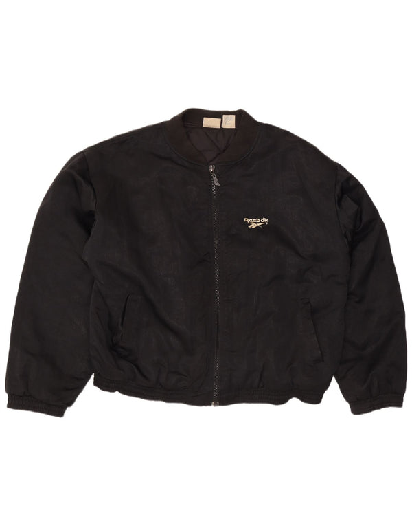 Giubbotto bomber Reebok da uomo vestibilità ampia UK 42 XL nylon nero