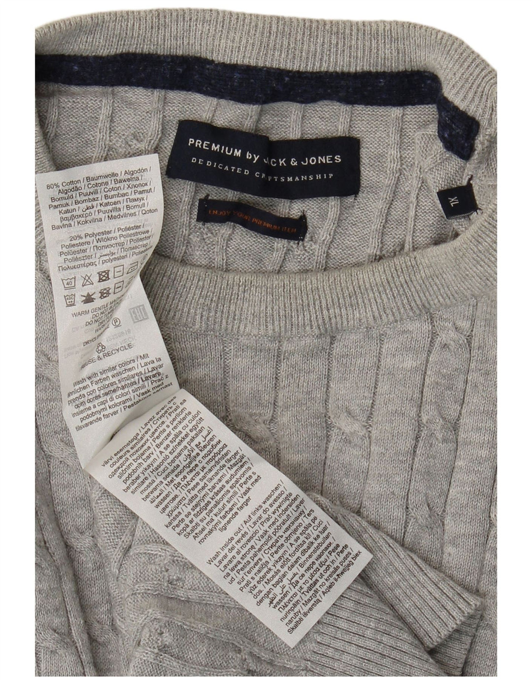 JACK & JONES Maglione maglione girocollo da uomo XL in cotone grigio