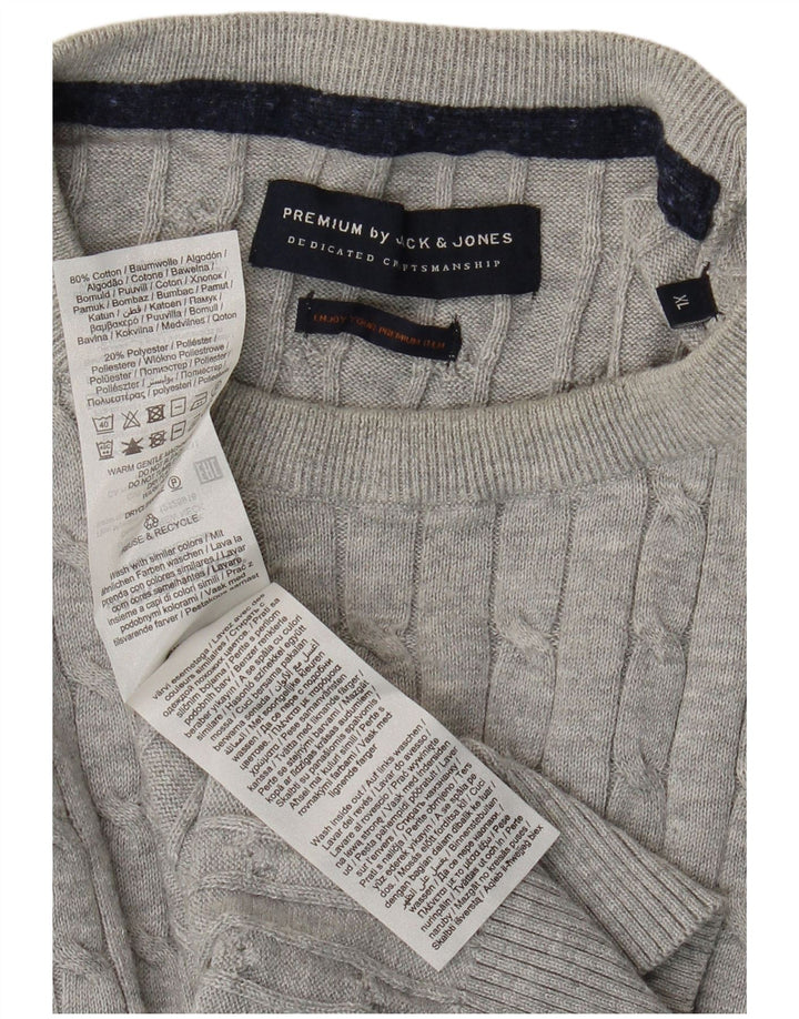 JACK & JONES Maglione maglione girocollo da uomo XL in cotone grigio