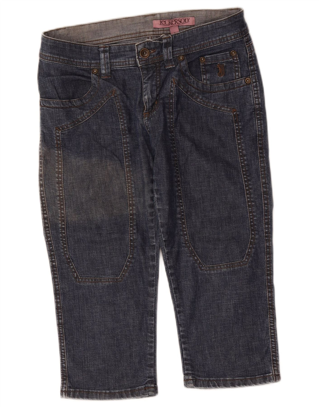 Pantaloncini di jeans Bermuda da donna Jeckerson W27 piccoli in cotone blu