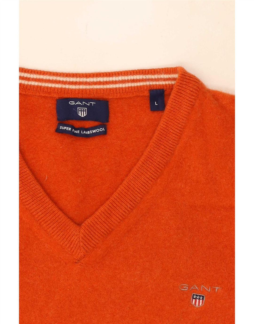 Gant maglione da donna con scollo a V UK 14 grande lana arancione