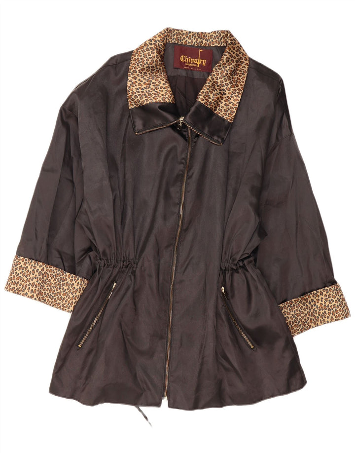 Cappotto da donna Chivalry UK 12 medio nero stampa animalier