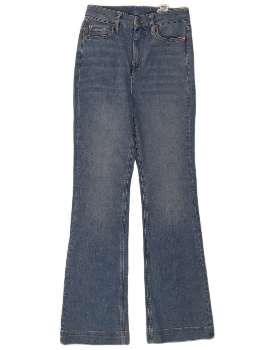 Jeans svasati regolari da donna Marks & Spencer UK 8 piccoli W26 L31 cotone blu