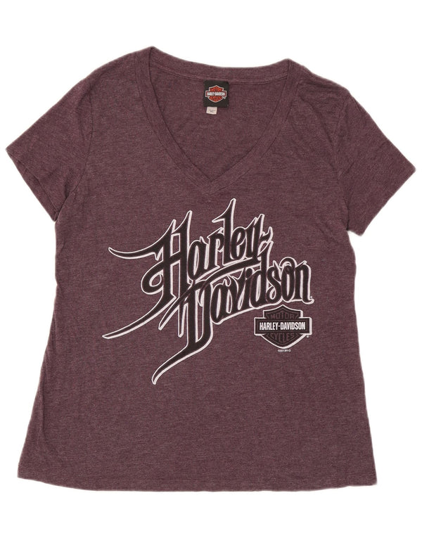 T-shirt grafica da donna Harley Davidson Top UK 20 2XL poliestere viola