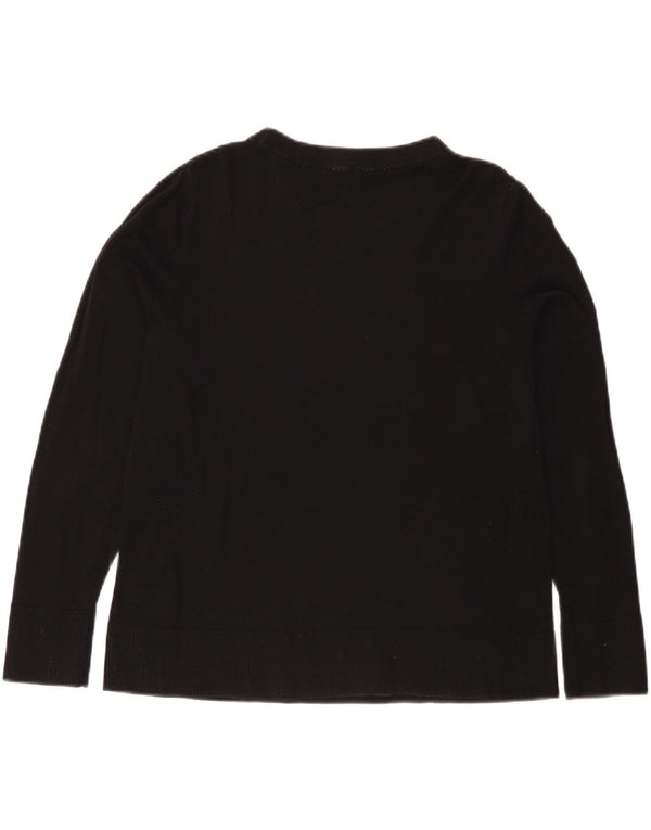 Maglione maglione con scollo a barca da donna Cos UK 14 cotone nero medio