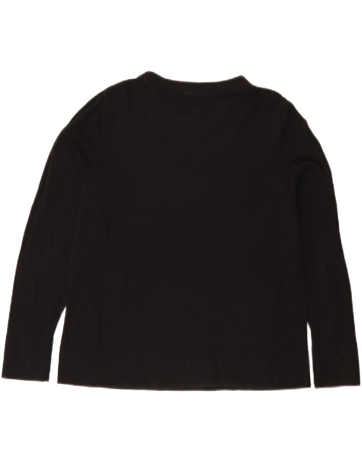 Maglione maglione con scollo a barca da donna Cos UK 14 cotone nero medio