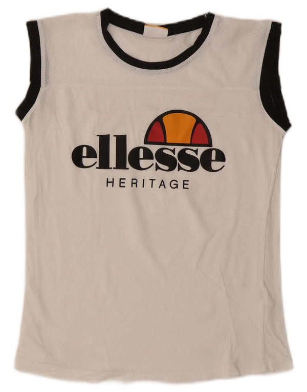 Canotta grafica da donna Ellesse UK 10 piccola bianca