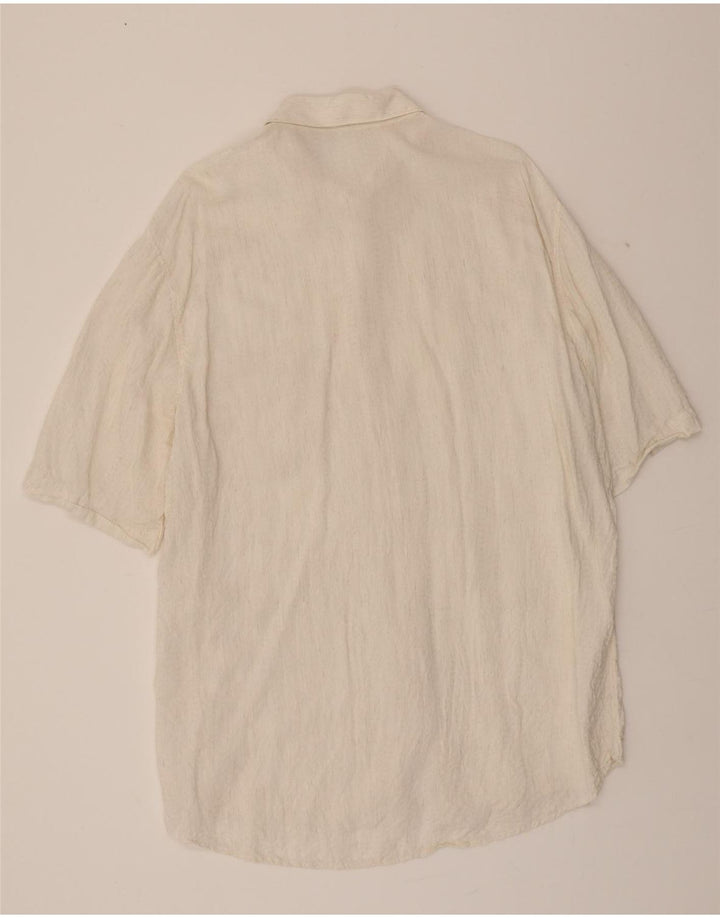 VINTAGE Mens Tall Short Sleeve Shirt XL Off White Viscose Vintage Vintage and Second-Hand Vintage from Messina Hembry 