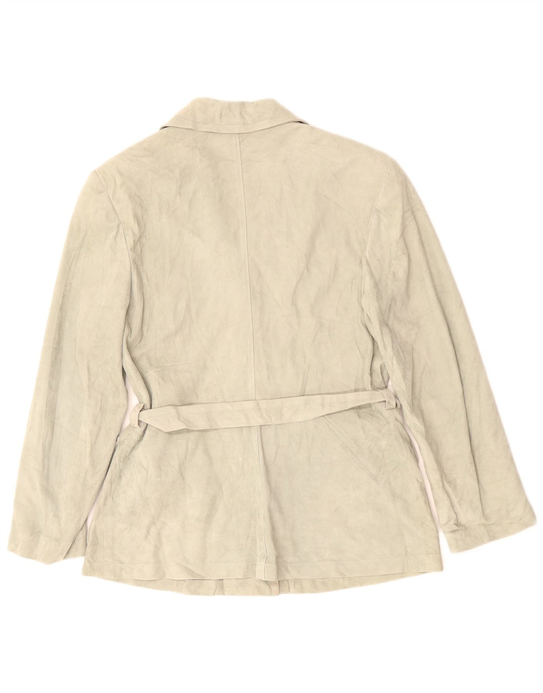 Giacca blazer in pelle scamosciata da donna a 3 bottoni Pollini UK 14 Verde medio