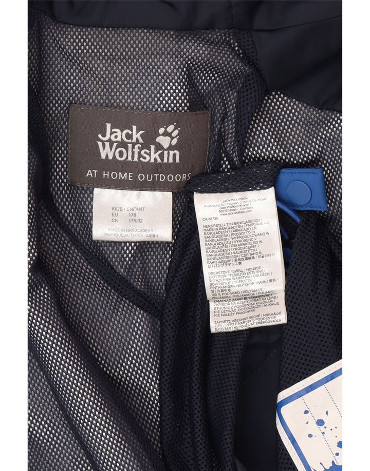 Giacca antipioggia per ragazzi Jack Wolfskin 15-16 anni Blu Colourblock in poliammide