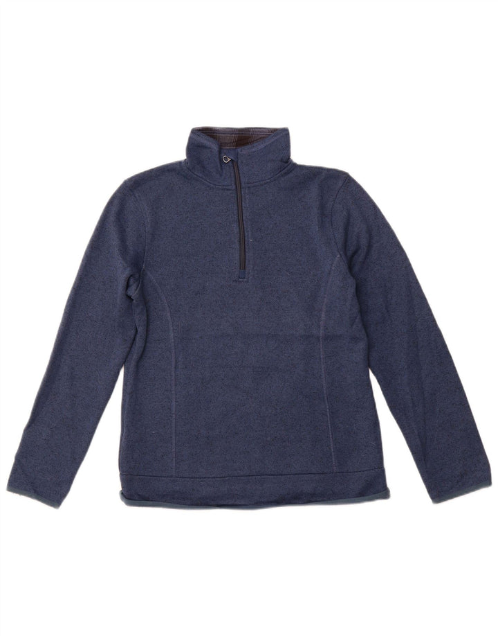 EDDIE BAUER Felpa con collo con zip da donna Maglione UK 10 Piccolo blu screziato