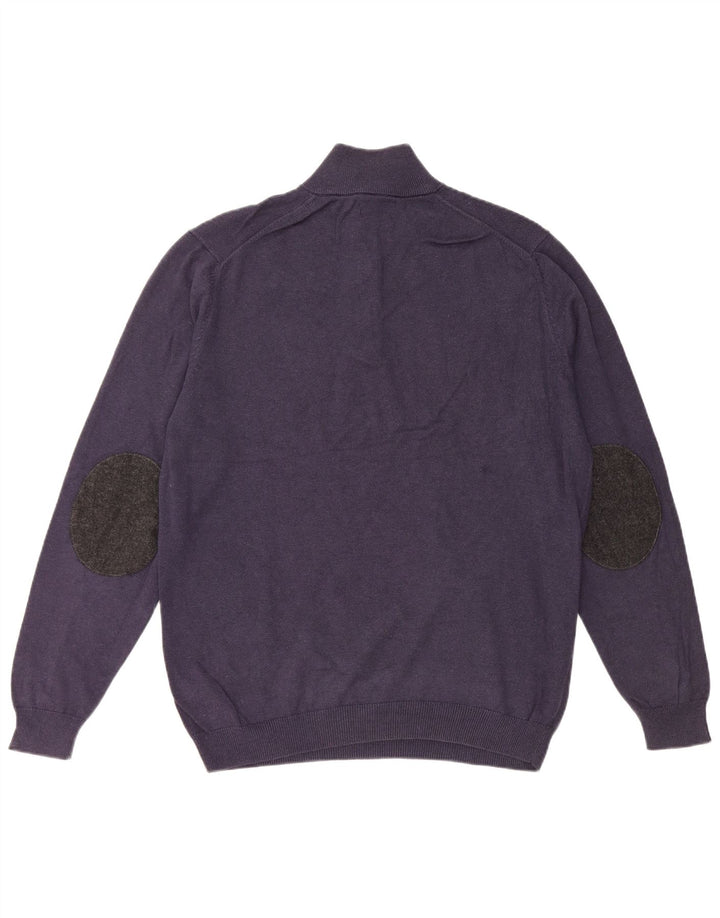 MASSIMO DUTTI Maglione da uomo con zip e collo grande in cotone blu navy