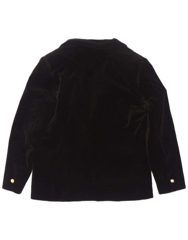 Giacca blazer in velluto da donna vintage a 1 bottone IT 50 XL in cotone nero